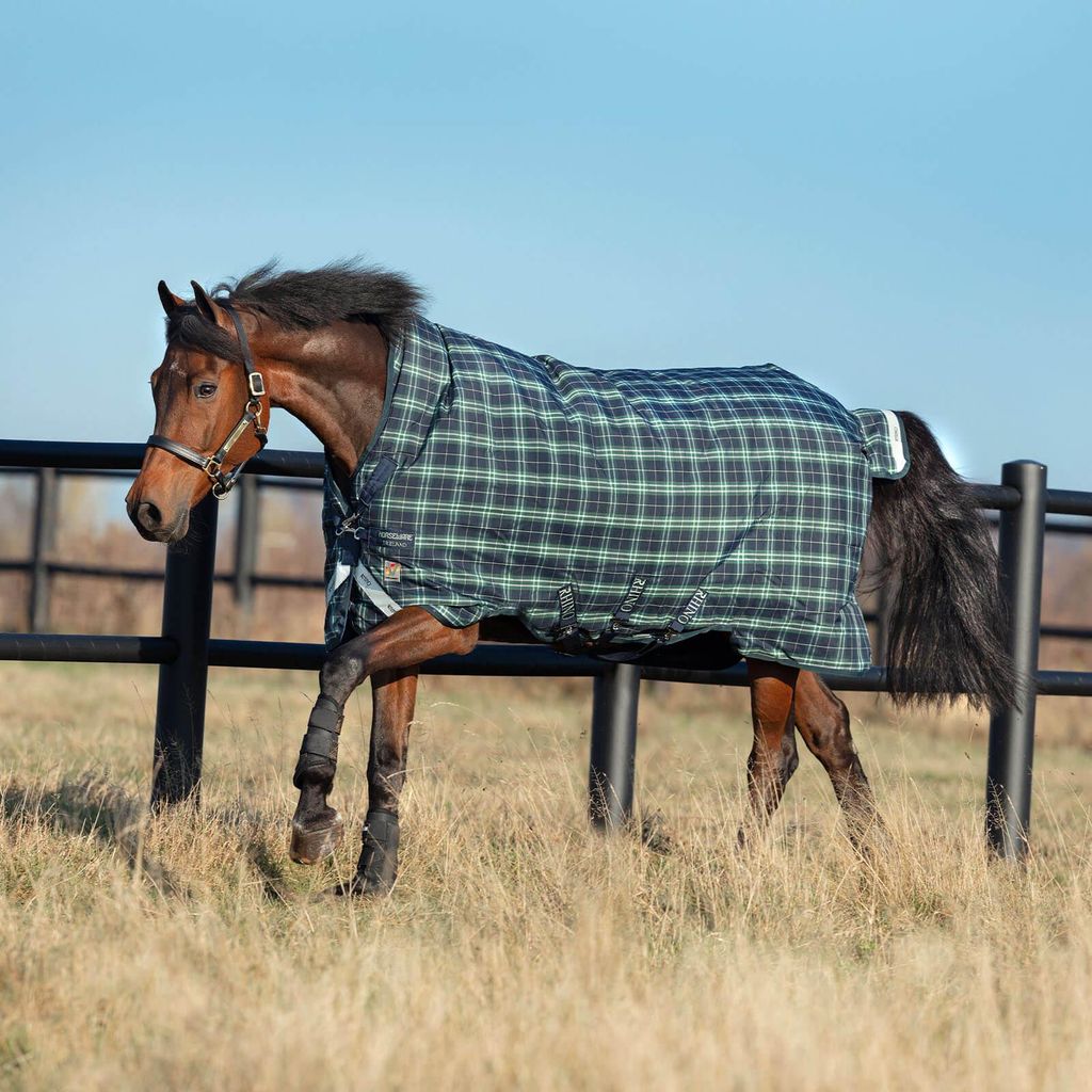 Horseware Ireland Outdoordecke 250g Rhino Wug Turnout Med VL Hunter Check/Green & Navy 145 (6'6)