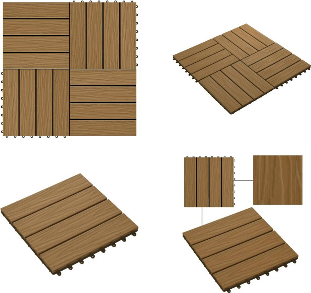 vidaXL Terrassenfliesen 11Stk. Tief Geprägt WPC 30x30cm 1 qm Teakfarbe - Terrassenfliese - Terrassenfliesen - Bodenfliese - Bodenfliesen