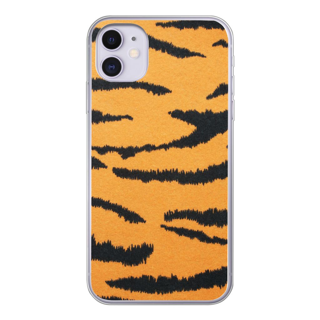MuchoWow Handyhülle Schutzhülle Hülle für iPhone 11 Tigerdruck - Braun - Orange Silikon Softcase Handy Hülle - Handytasche
