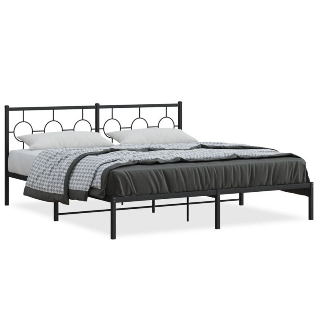vidaXL Bettgestell mit Kopfteil Metall Schwarz 180x200 cm Produktbild 
