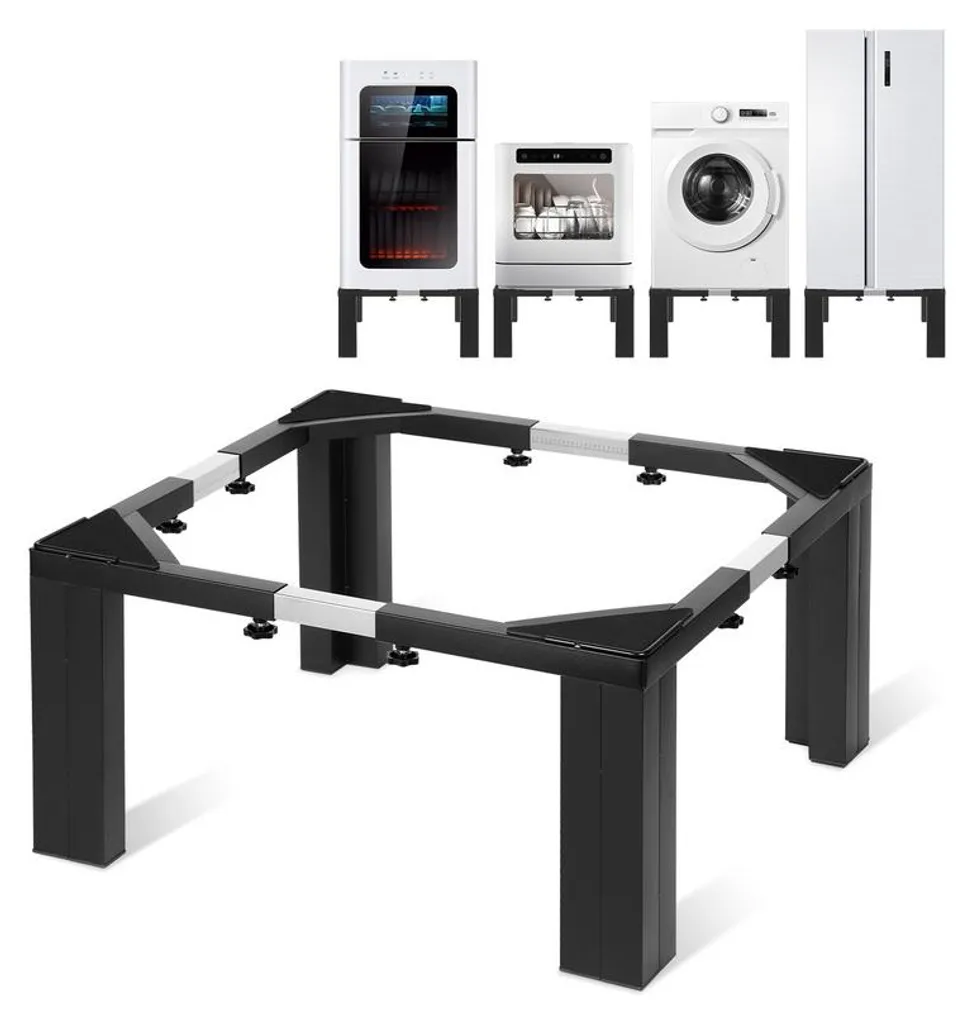 Clanmacy Socle pour Lave-linge et Sèche-linge Réglable Noir et Argent