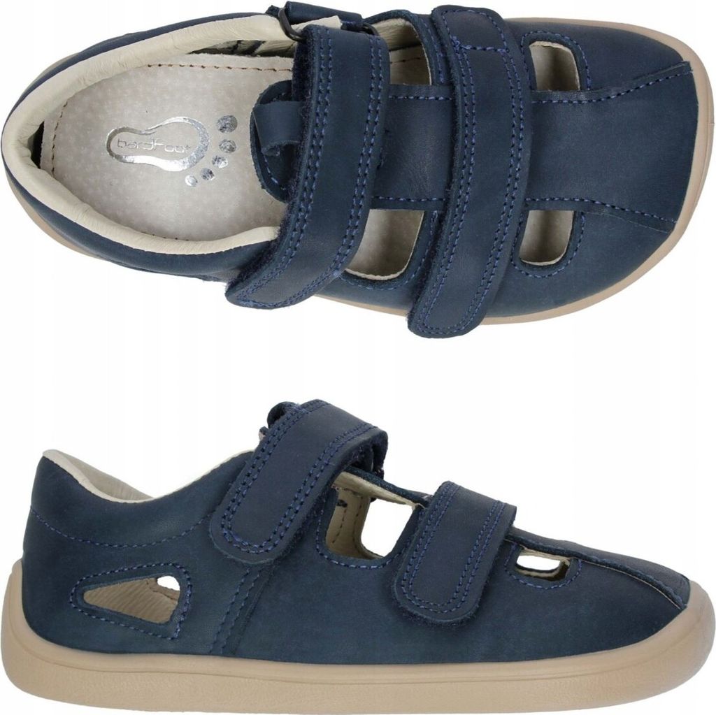 Ledersandalen 3F 3BE35/L48 bar3foot super flexi blau Barfuß, Klettverschluss