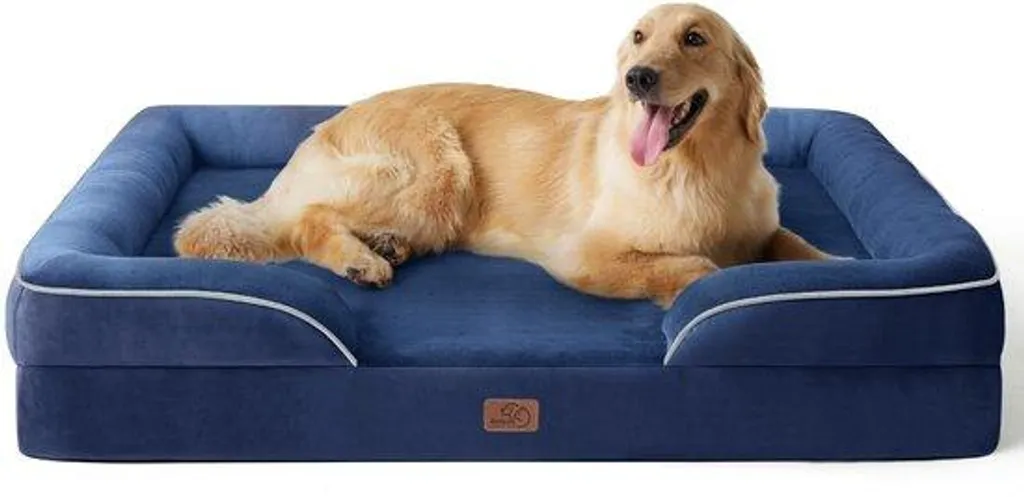 Lit orthopédique pour chien 122x89 cm - Panier mousse alvéolée bleu