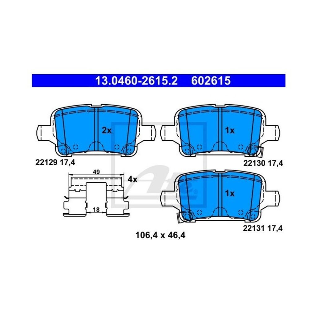 ATE Bremsbeläge hinten für Opel Astra Insignia