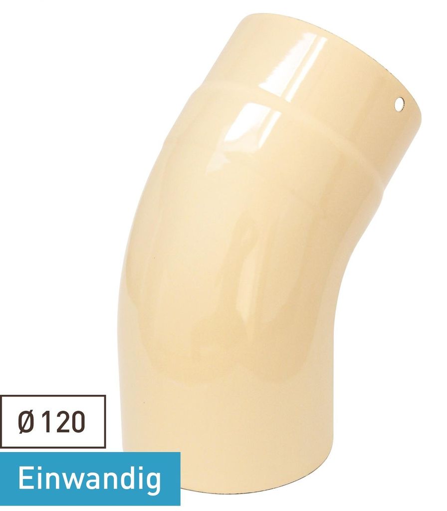 Raik Rauchrohrbogen / Ofenrohrbogen Emaille 120mm - 45° Bogen glatt Elfenbein