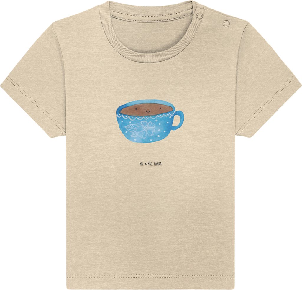 Mr. & Mrs. Panda Babyshirt Kaffee Tasse 0. - 6. Monat - Natural Raw - Geschenk, Baby Baumwollshirt, Organic Shirt, Genuss, T-Shirt, Baumwolle, Gesc...
