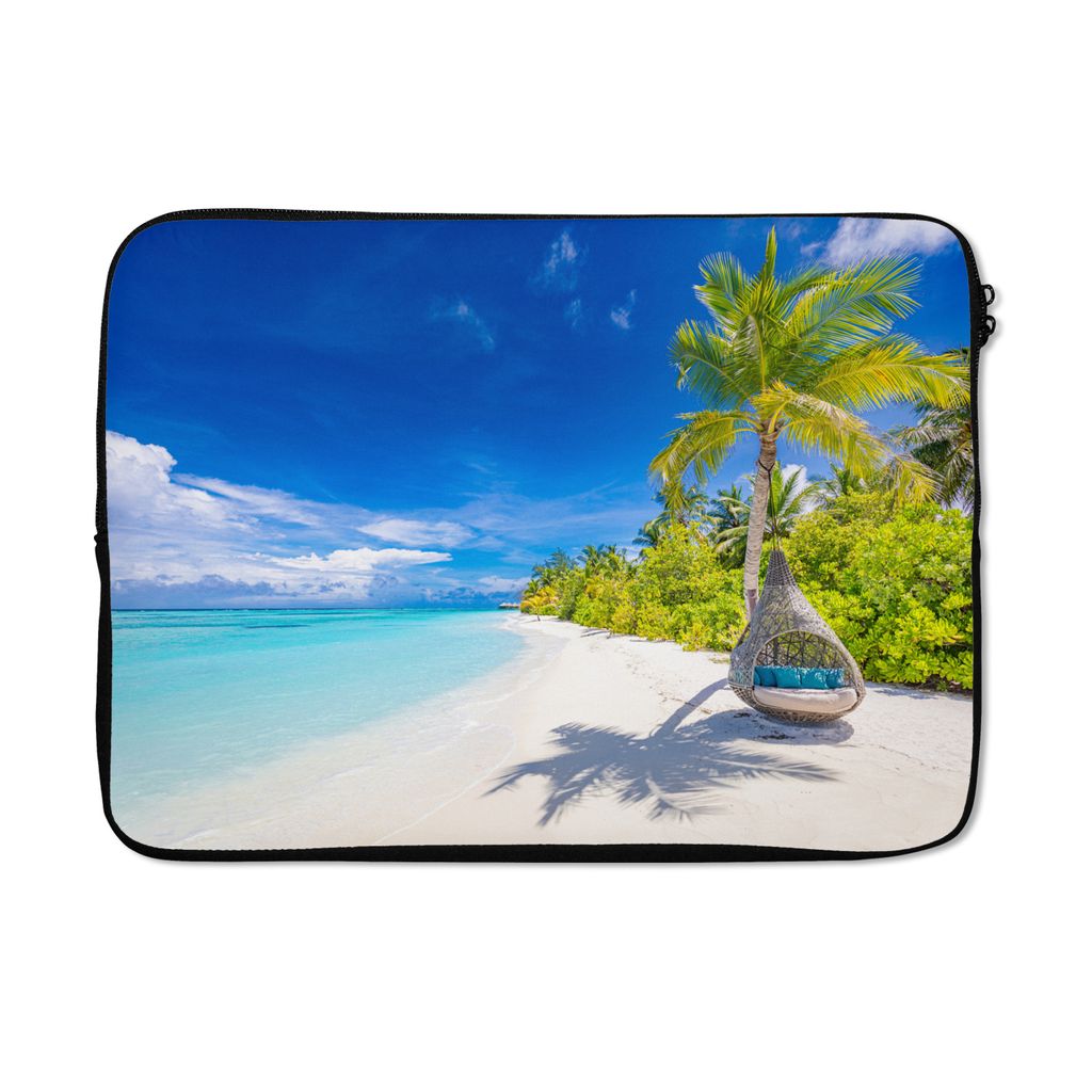MuchoWow Laptop Hülle 14 ZollStrand - Palme - Hängesessel Laptoptasche - Laptoptasche - Stoßsicher - Schutzhaube