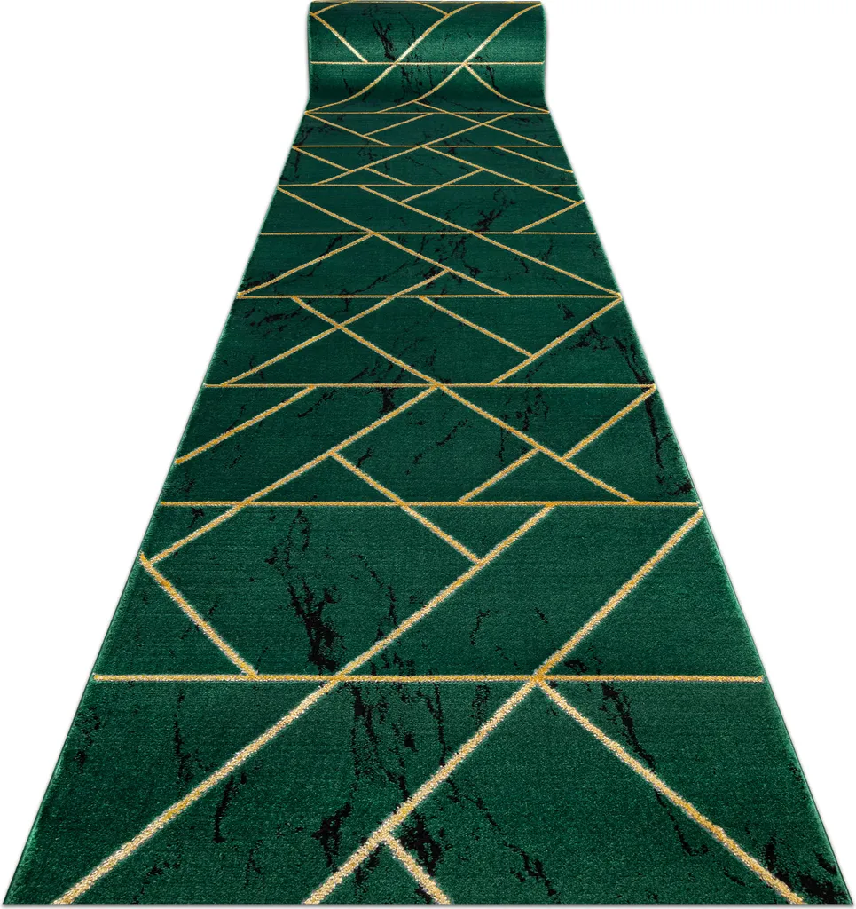 Chemin de table vert bouteille et doré, décor marbre chic pour salon 130cm