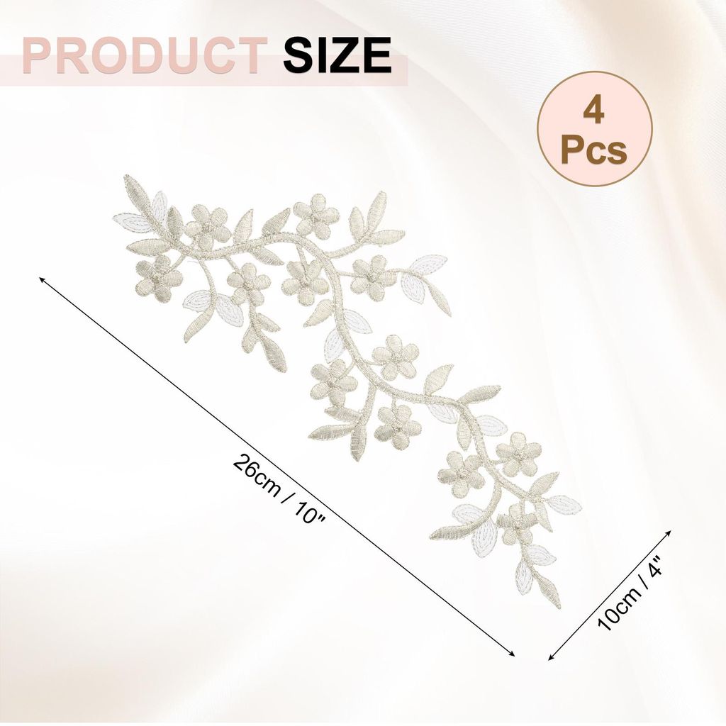 4 Stš¹ck Lange Patch Blumenranke mit Blatt, 10" x 4" Aufbš¹geln Pflaumen Patches Polyester Bestickte Applikation fš¹r Vorhang Kissen Kleidung...
