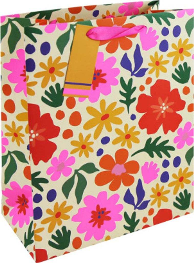 Clairefontaine 6x Große Geschenktasche Blumen, 26,5x14x33 cm Mehrfarbig 35528-2C