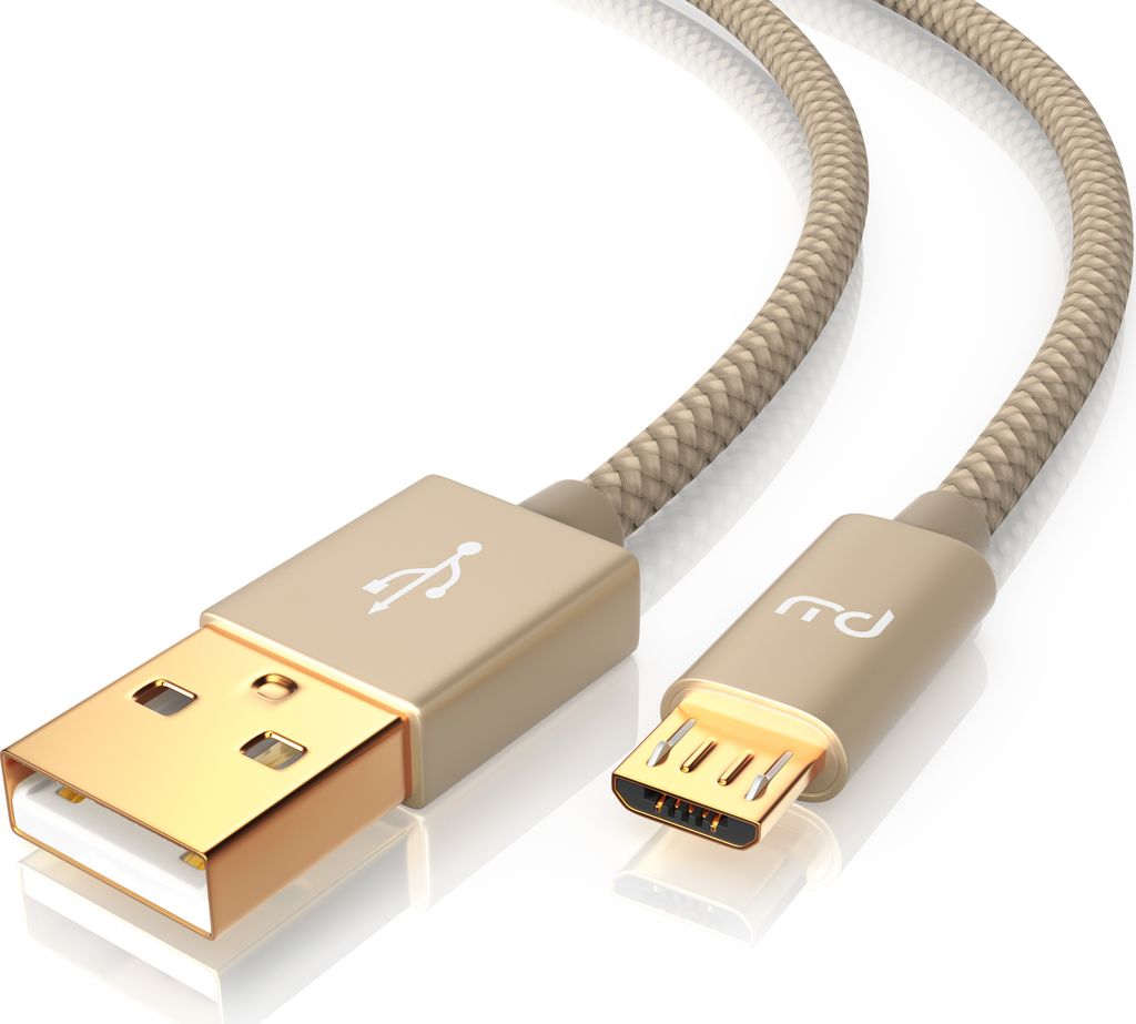 Primewire Premium Micro USB 2,4A Schnellladekabel - Nylonkabel Metallstecker - High Speed Ladekabel / Datenkabel - 2m