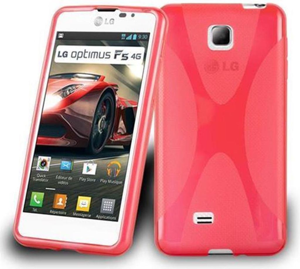 Cadorabo Handyhülle für LG OPTIMUS F5 / LUCID 2 in Rot Hülle Schutzhülle TPU Silikon Backcover Case