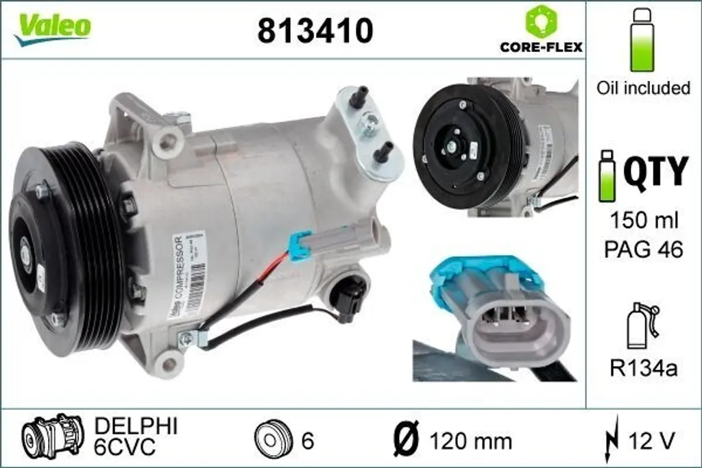 Solution panne clim : Compresseur 813410 pour Opel Astra J et Insignia