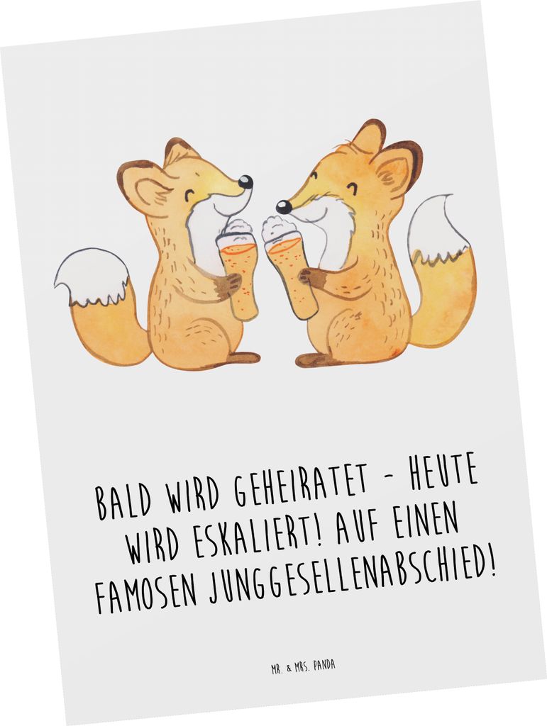 Mr. & Mrs. Panda Postkarte Junggesellenabschied Eskalation - Weiß - Geschenk, Designkarte, Ansichtskarte, Geschenke, Heirat, Ansichtskarten, famos...