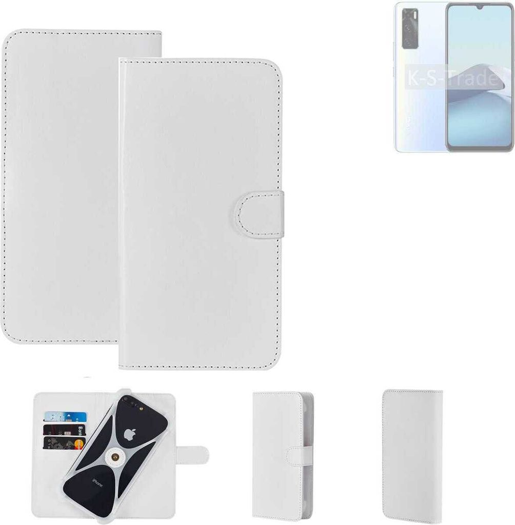 K-S-Trade Handy Hülle Schutz Hülle kompatibel mit Vivo Y70 Cover Case Bookstyle Bumper weiß 1x