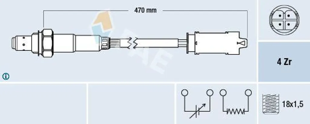 Sonde Lambda FAE Haute Précision pour BMW Série 7 E65 et X5 OE 7506539 FAE