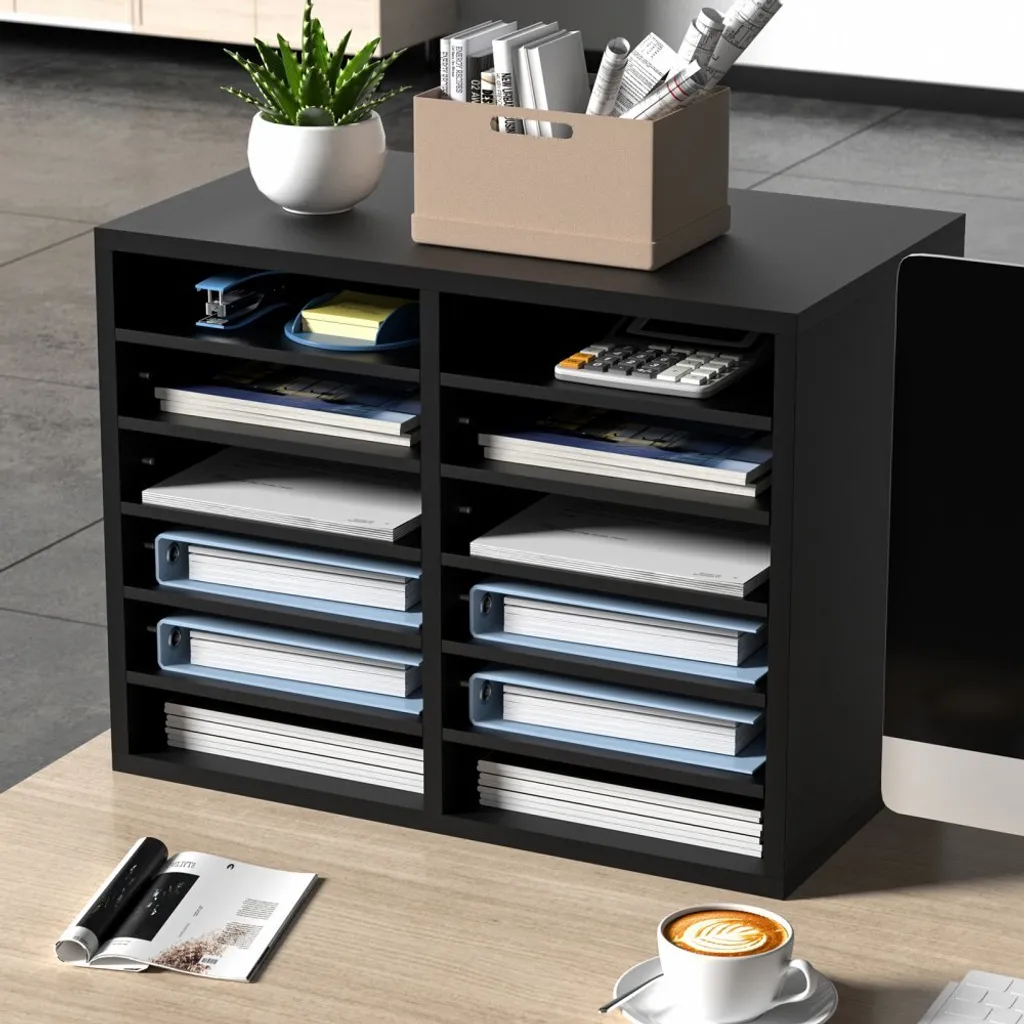 Trieur de courrier empilable noir 12 compartiments - Format A4 large - 8