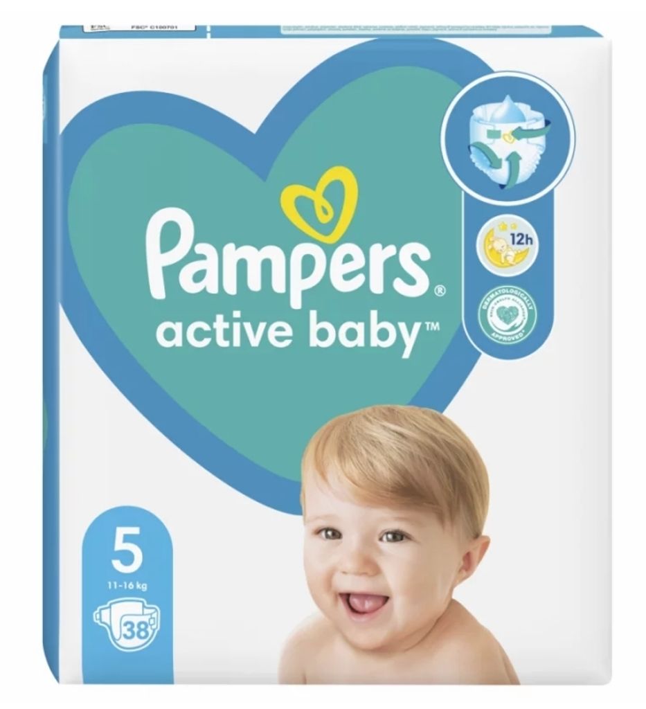 Pampers Active Baby 5 Disposable Diapers 11-16 Kg 38 Pieces