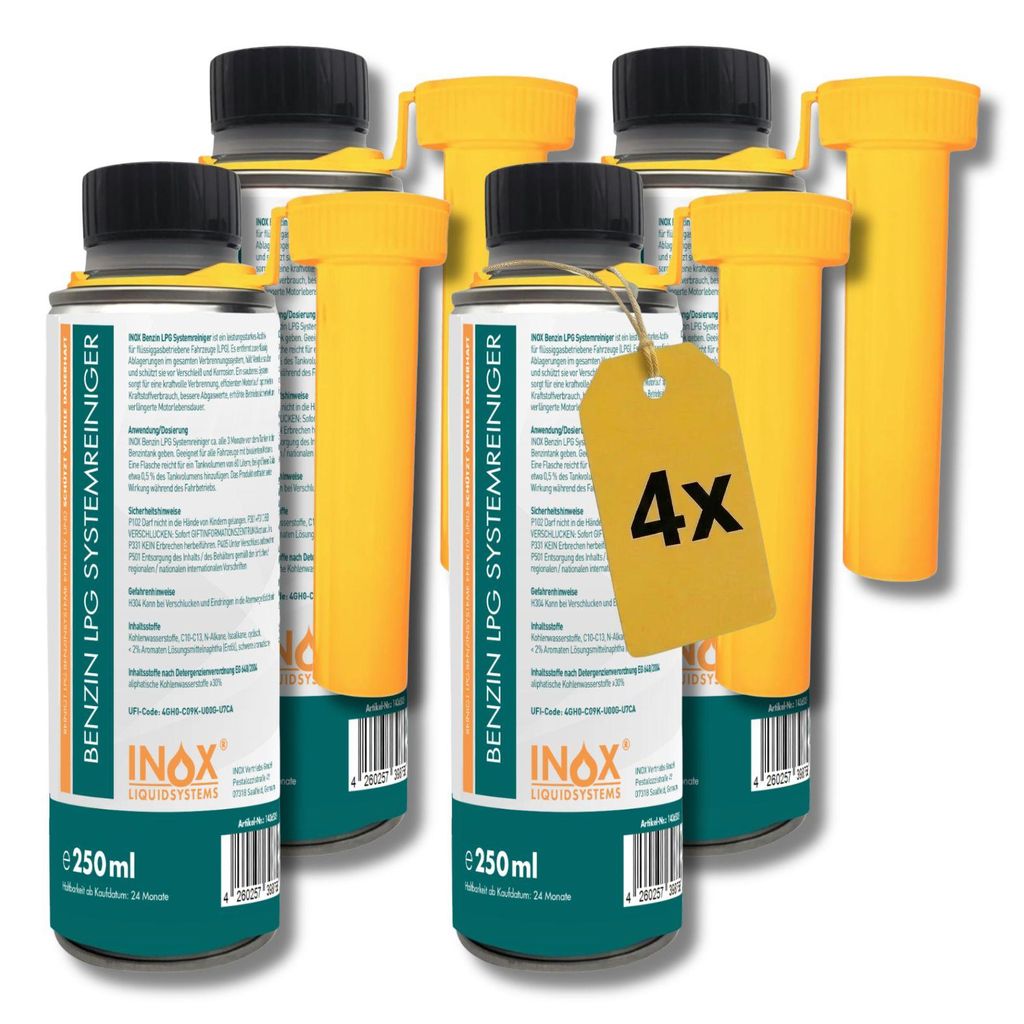 INOX LPG Benzinsystemreiniger Additiv 4x250ml Systemreiniger Autos Gasanlage