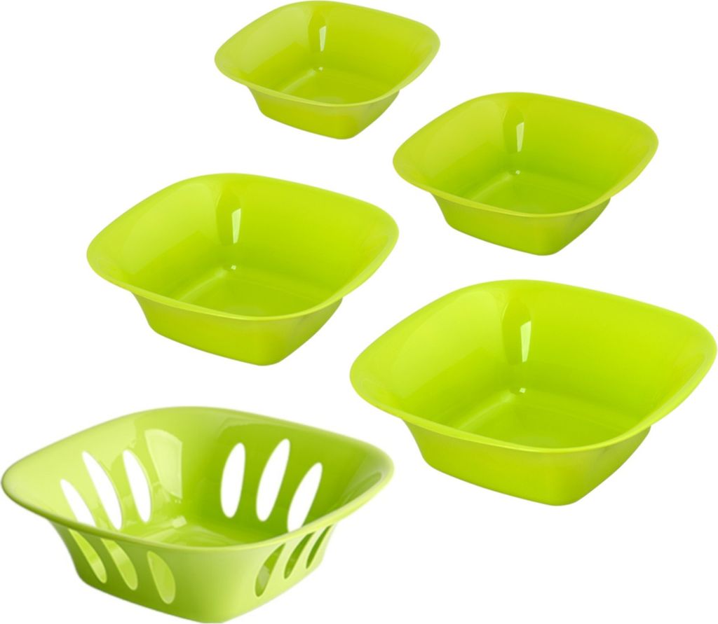 5-teilige stapelbare Aufbewahrungs-Schalen Obstschüssel Deko-Schüssel Set Kunststoff