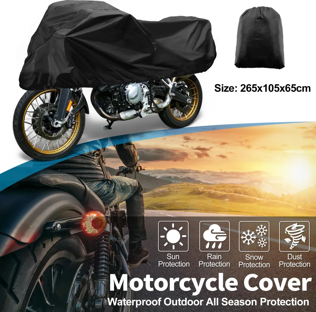 Protection Moto Extérieur Pluie et UV Housse 420D-PU Format 265cm