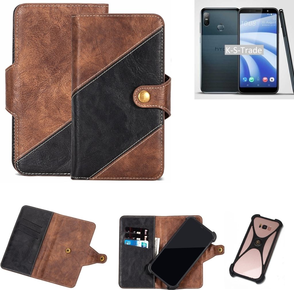 K-S-Trade Handy Hülle Schutz Hülle Schutzhülle Bookstyle Case kompatibel mit HTC U12 life Handy Cover Hülle Schutztasche 1x