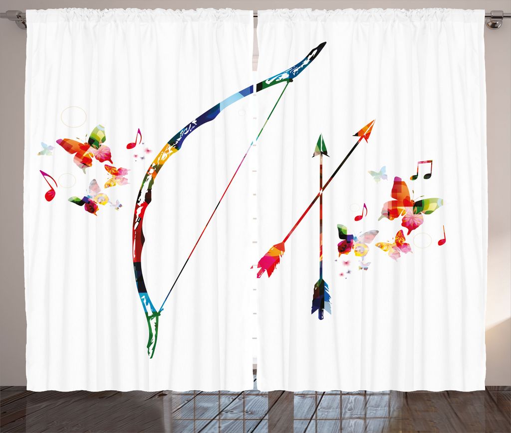 ABAKUHAUS Modern Rustikaler Vorhang, Zusammenfassung Pfeil und Bogen, Wohnzimmer Universalband Gardinen mit Schlaufen und Haken, 280 x 225 cm, Mehr...
