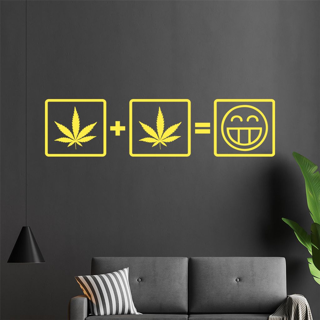 Hnafblatt + Hanfblatt Wandtattoo in 6 Größen - Wandaufkleber Wall Sticker - Dekoration, Küche, Wohnzimmer, Schlafzimmer, Badezimmer