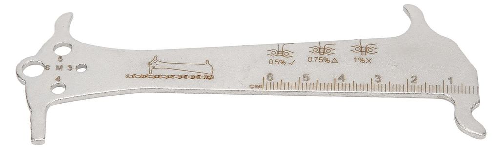 3-in-1-Mountainbike-Kettenmesslineal, Straßenverschleißwerkzeug, Silber