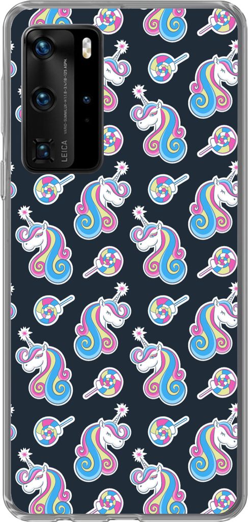MuchoWow Handyhülle Schutzhülle Hülle für Telefoonhoesje Huawei P40 Pro Mädchen - Einhorn - Lutscher Bonbons - Muster - Mädchen - Kinder - ...