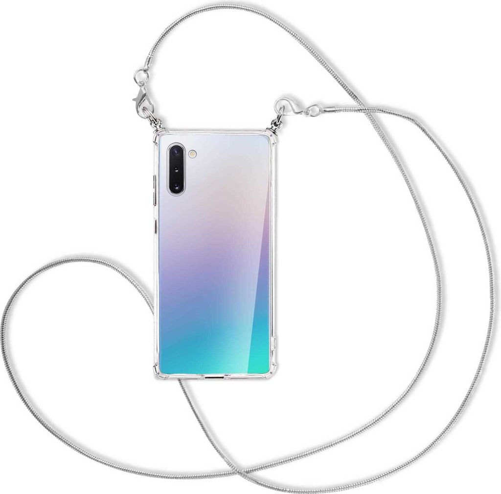 Handykette Backcover-Schutzhülle mit Band (Metall silberfarben) für Samsung Galaxy Note 10 - silberfarbene Kette Snake