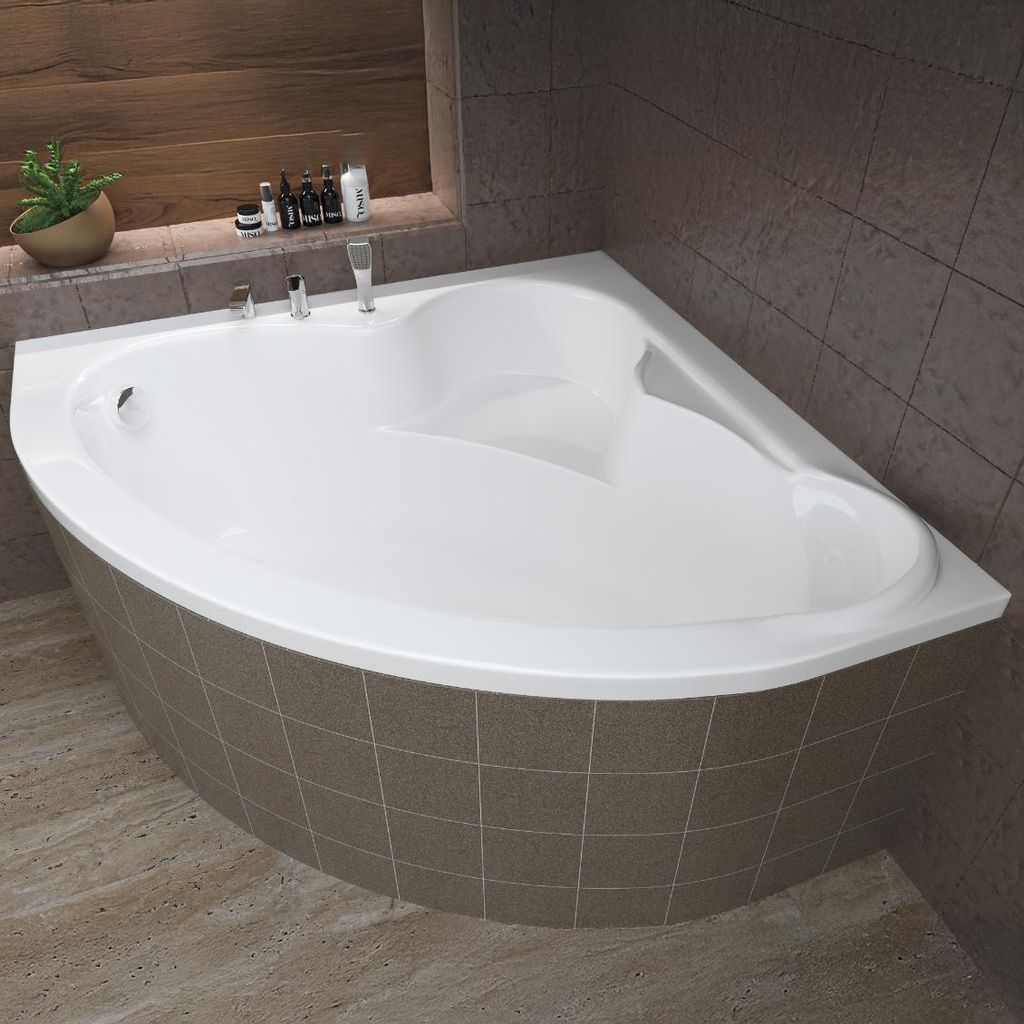 BADLAND Eckbadewanne Badewanne Standard 120x120 mit Ablaufgarnitur, Füßen und Styroporverkleidung GRATIS