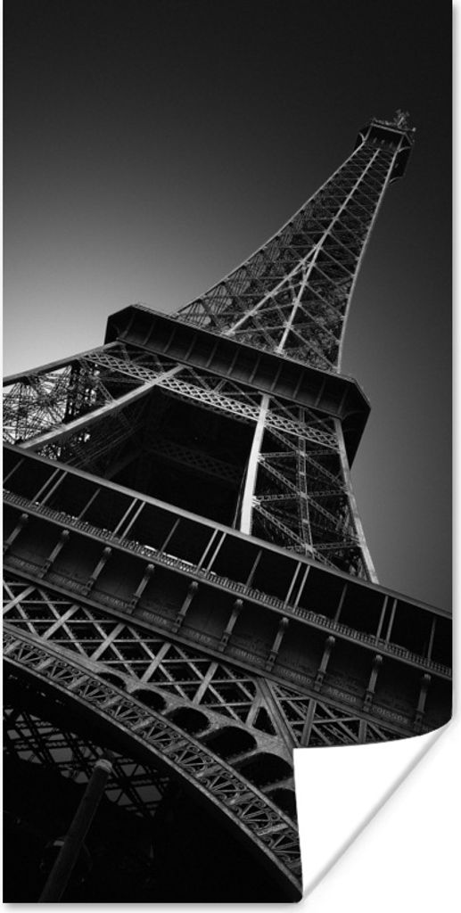 MuchoWow Poster Der Eiffelturm in Schwarz und Weiß 40x80 cm - Dekoration