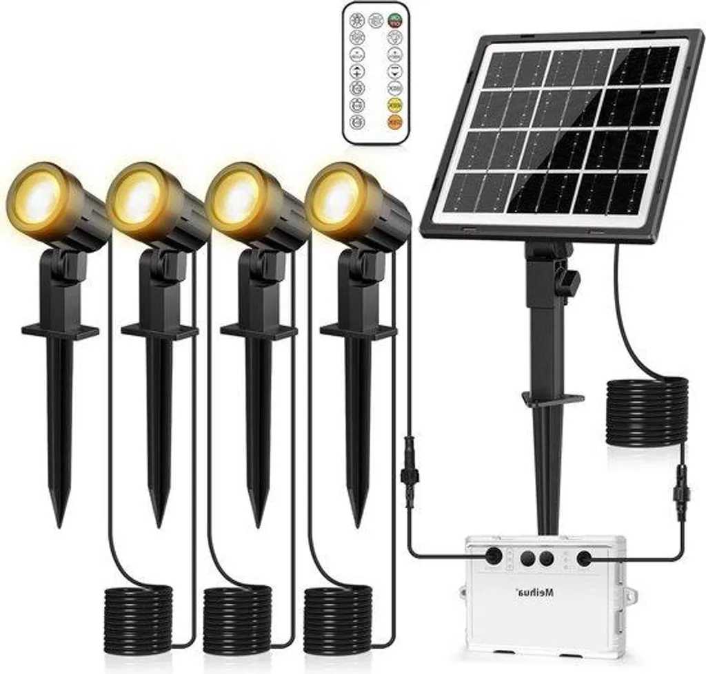 Éclairage Solaire pour Allées et Jardin - Pack de 4 Spots Étanche IP66