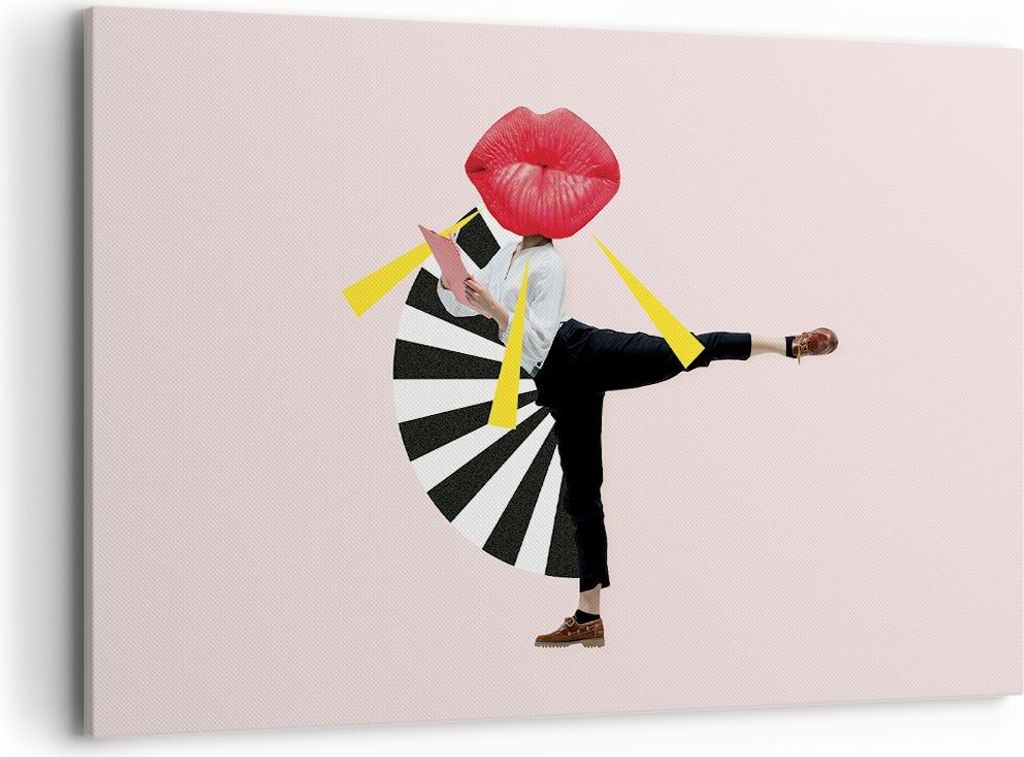 Bild auf Leinwand - Leinwandbild - Einteilig - Grafik Mund Mann - 120x80cm - Wand Bild - Wanddeko - Wandbilder - Leinwanddruck - Bilder - Wanddekor...