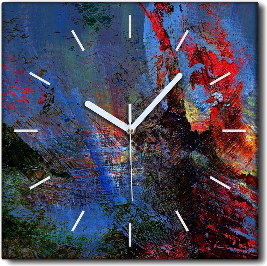Coloray Uhr auf Leinwand 30x30 cm Wand Uhr Dekoration Wohnzimmer Segeltuch weiße Zeiger -Abstraktion Kunstkunst