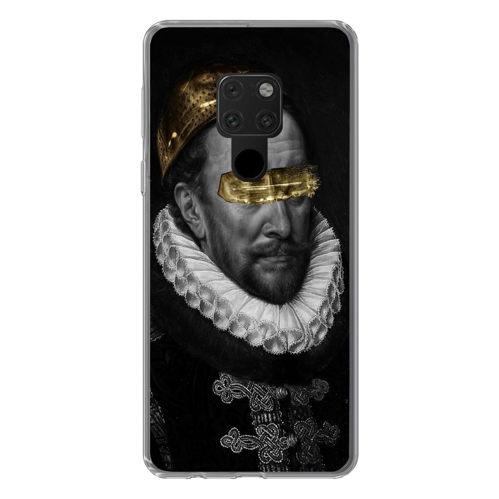 MuchoWow Handyhülle Schutzhülle Hülle für Huawei P40 Lite Malerei - Schwarz und Gold - Alte Meister Silikon Softcase Handy Hülle - Handy