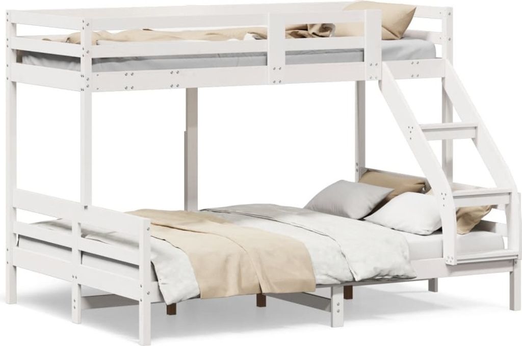 vidaXL Etagenbett 90x200/140x200 cm Weiß Massivholz Kiefer