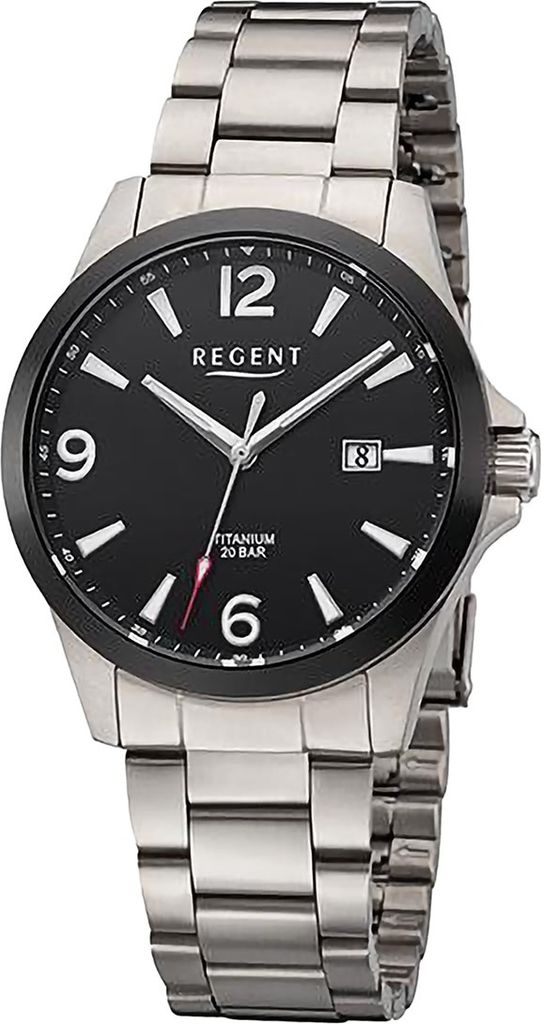 Regent Titan Herren Uhr Armbanduhr Quarz grau Titan-Uhren D2URF1298