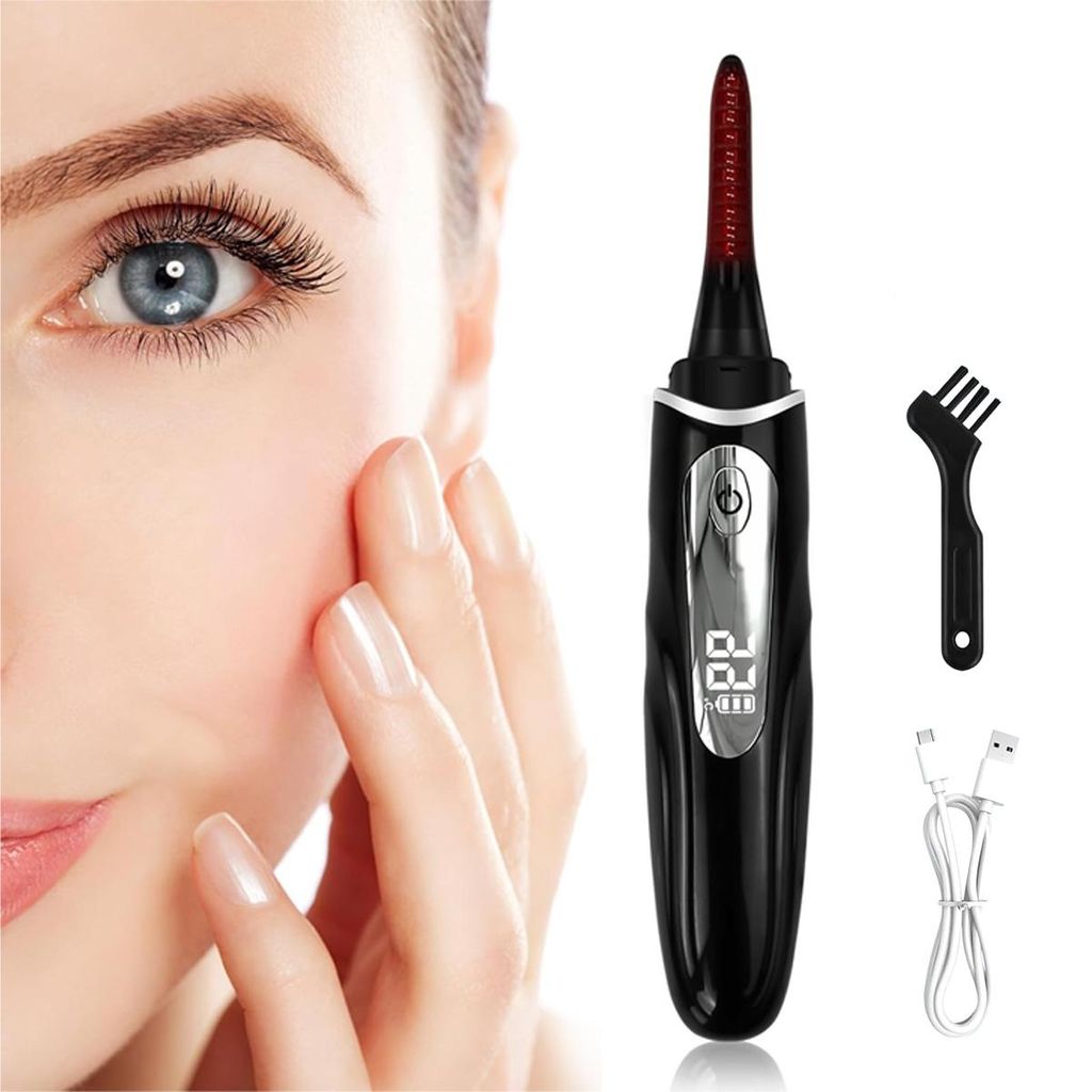 Beheizte Wimpernzange & Elektrischer Wimperncurler – 4-Stufen Temperaturregelung mit Smart Display, USB wiederaufladbar