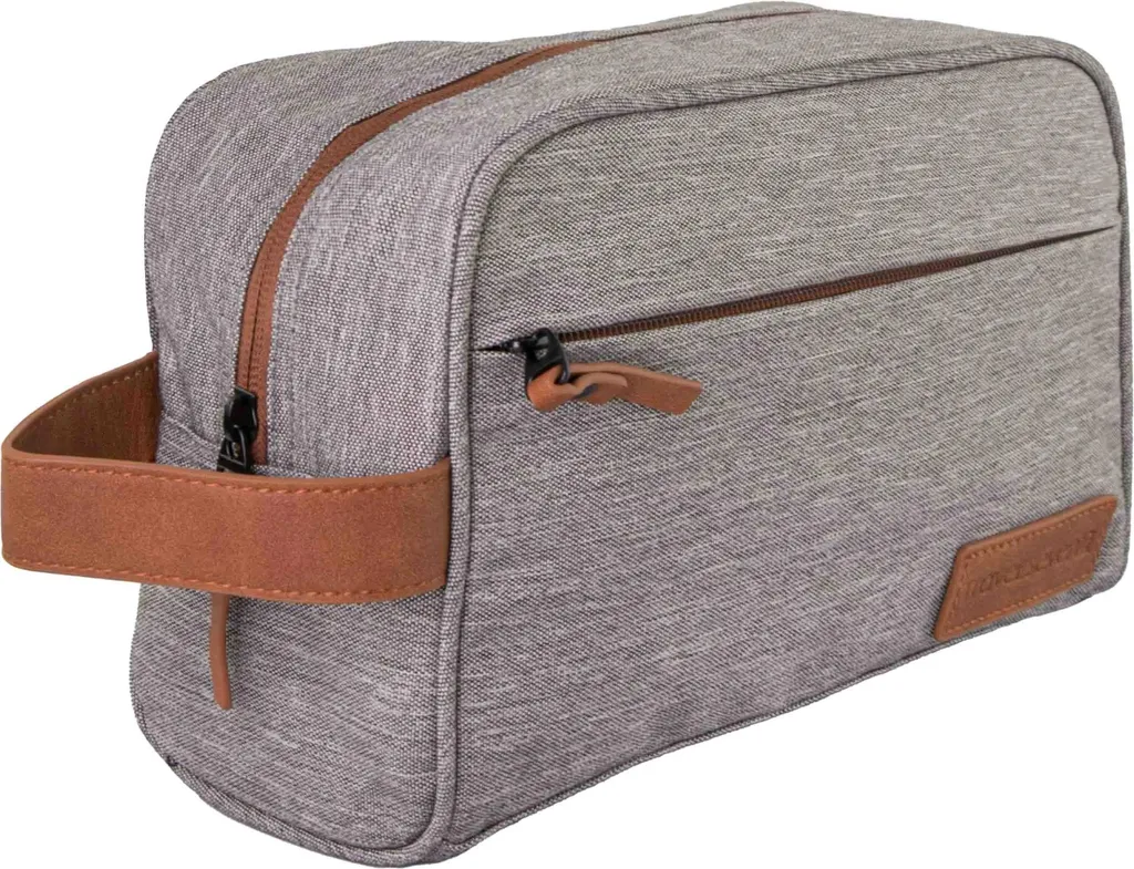 Trousse de Toilette Gris Clair Imperméable - Format Large et Compact - 2