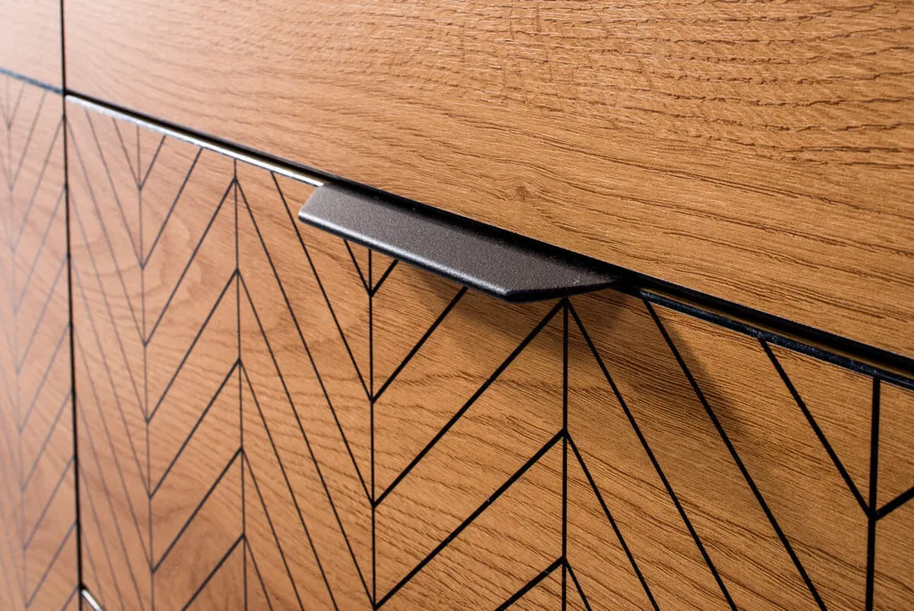 Commode combinée DELA chêne caramel : meuble de rangement élégant