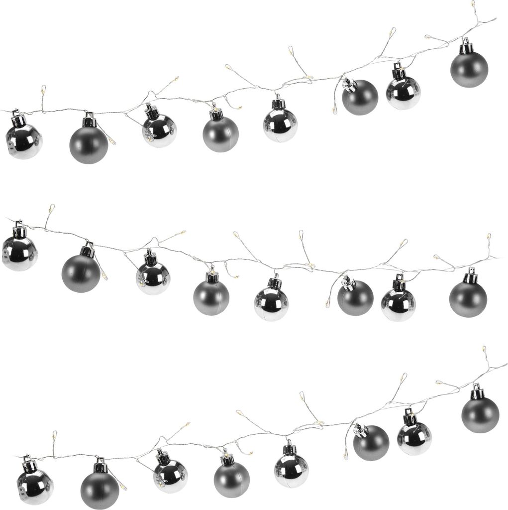 com-four LED Lichterkette mit Weihnachtskugeln und Timer - beleuchtete Kugelgirlande für eine stimmungsvolle Weihnachtsdekoration - Weihnachtsde...