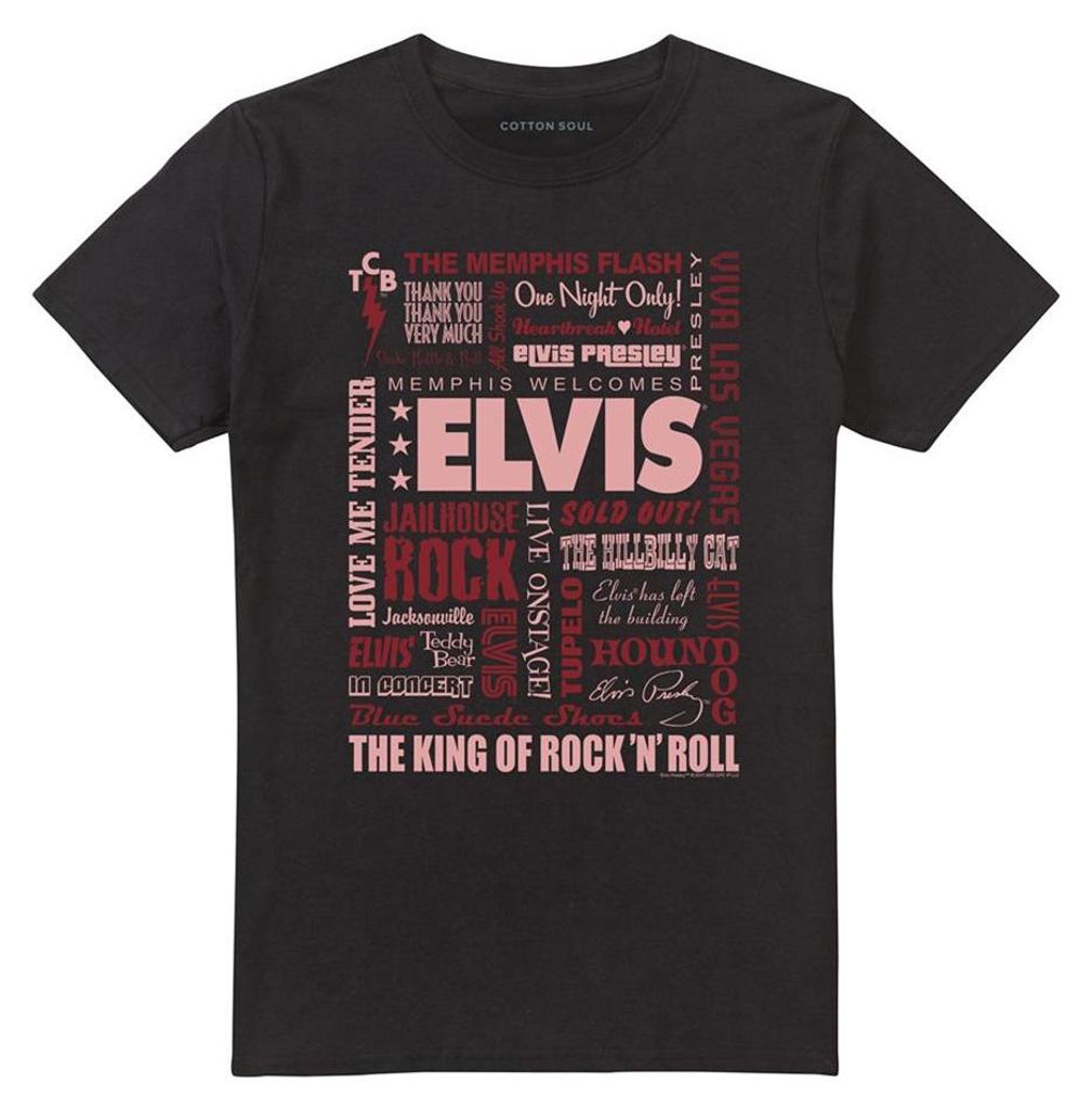 Elvis Presley - "Whole Lotta Type" T-Shirt für Herren/Damen Uni TV33191 (L) (Schwarz)