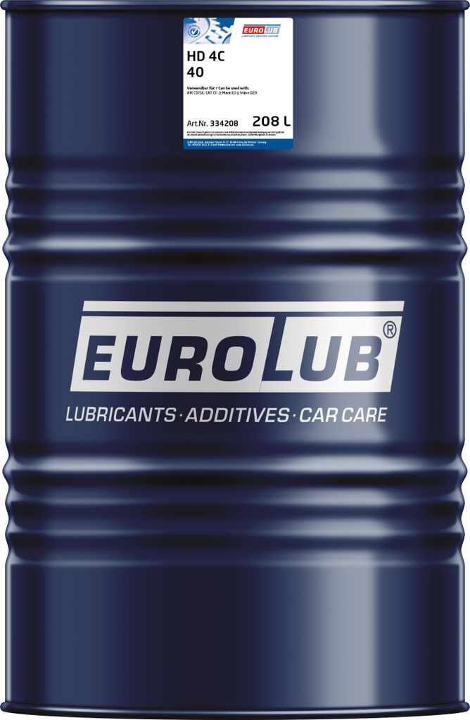 EUROLUB HD 4C für SAE 40 208 Liter Motoröl Motorenöl MIL-L-2104 C CATERPILLAR ECF-3 Mack EO-J DB OM 616 B20 Öl