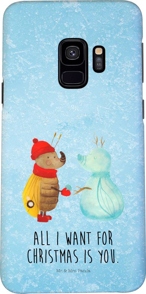 Mr. & Mrs. Panda Samsung Galaxy S9 Handyhülle Nachtfalter Schneemann - Eisblau - Geschenk, Winter, Schnee, Cover, Handy Schutzhülle, Smartphone H...