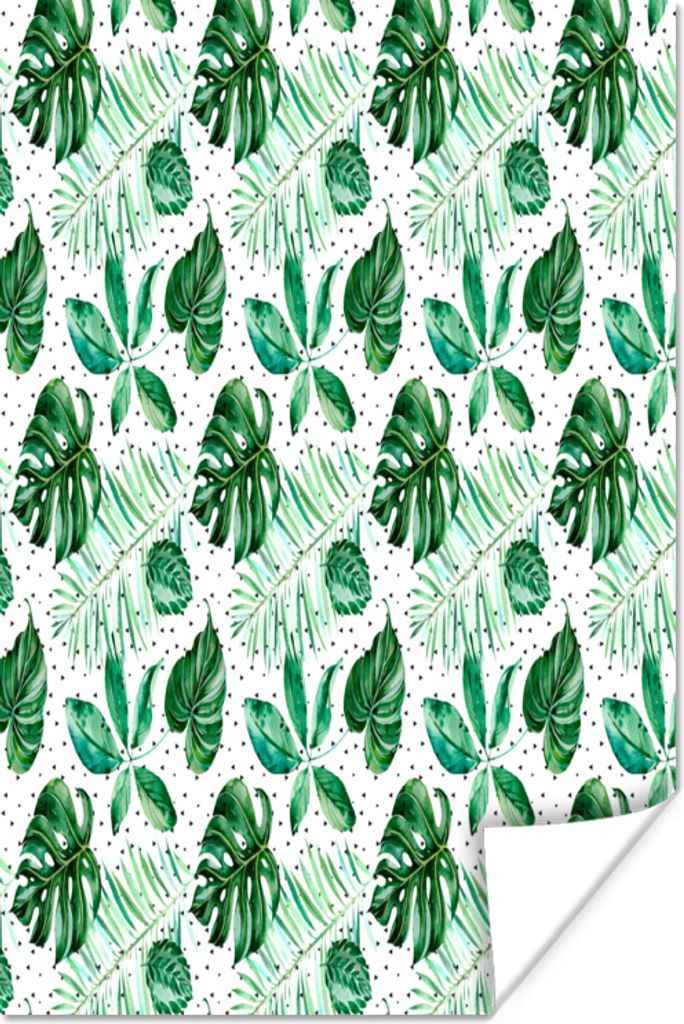 MuchoWow Poster Vintage - Blätter - Punkte 60x90 cm - Wanddekoration