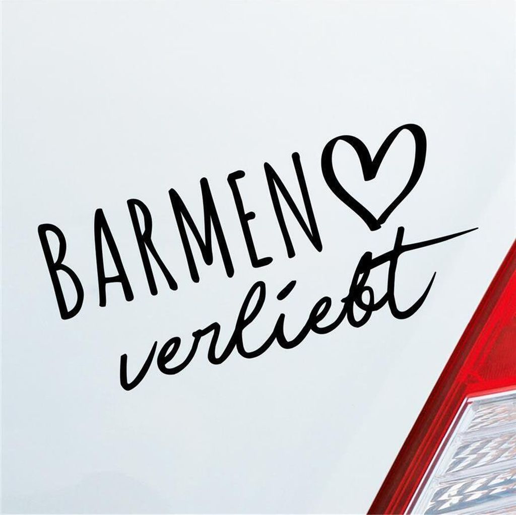 Auto Aufkleber Barmen verliebt Herz Stadt Heimat Liebe Car 19x9 cm Schwarz Glanz Sticker Heckscheibenaufkleber
