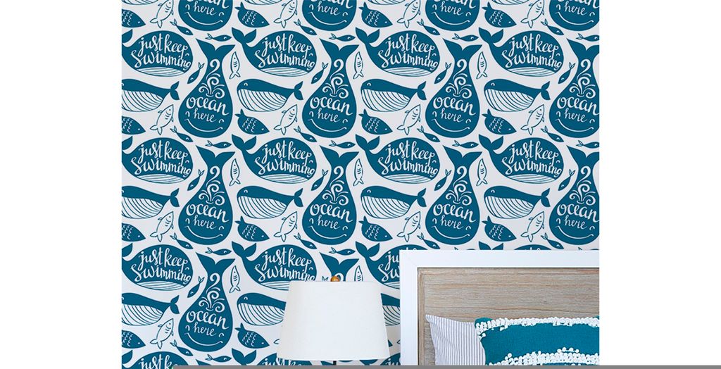 Coloray Fototapete 152x104 cm An Einer Wand Latex Latextapete - Navy Whale Sea Life Marine