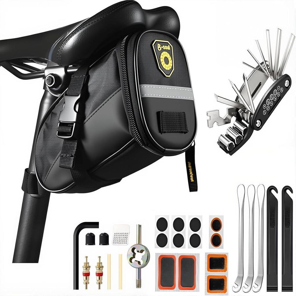 Kit de réparation vélo 16-en-1 Multitool Sacoche de selle Image du produit 